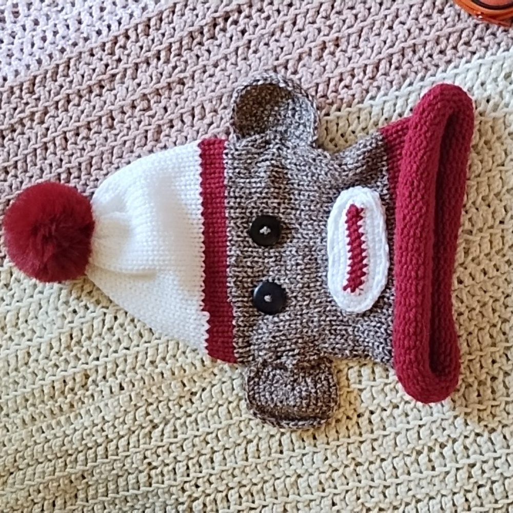 Adults Sock Monkey Hat crochet handmade Man Women Boys Girls Short Normal length